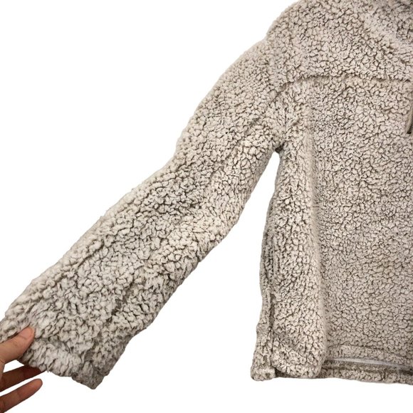 Thread & Supply Mock Neck Fleece Marled Ivory Gray Jacket M - Picture 5 of 8